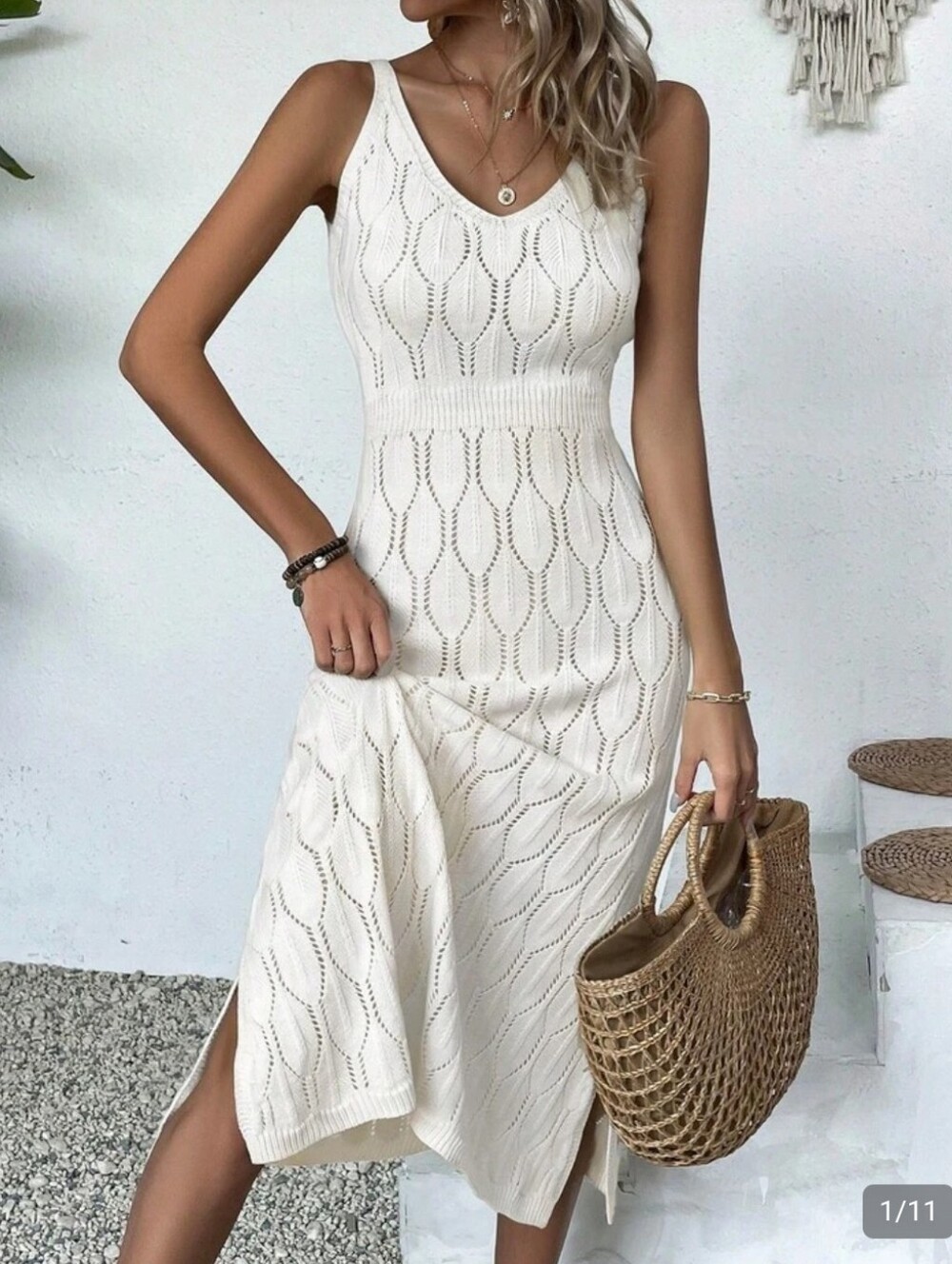 Knit Mix Crocheted Dress - Picture 9 of 12